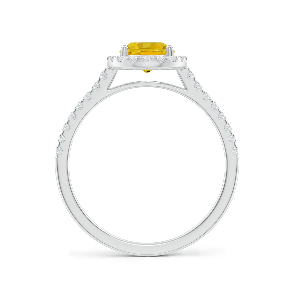 8x6mm AAAA Double Claw-Set Oval Yellow Sapphire Halo Ring with Diamonds in White Gold side-1