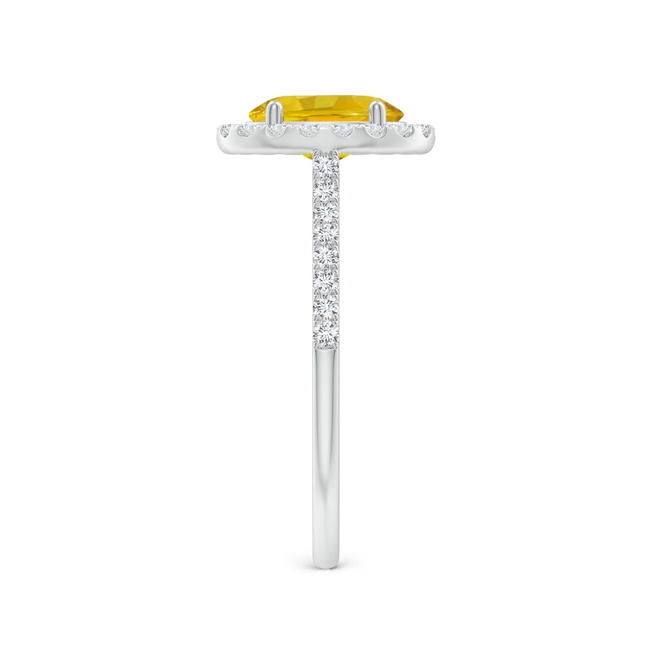 8x6mm AAAA Double Claw-Set Oval Yellow Sapphire Halo Ring with Diamonds in White Gold side-2