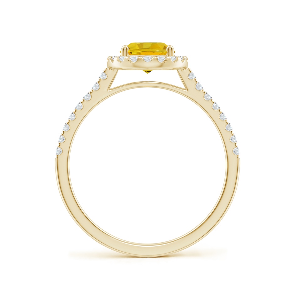 8x6mm AAAA Double Claw-Set Oval Yellow Sapphire Halo Ring with Diamonds in Yellow Gold side-1