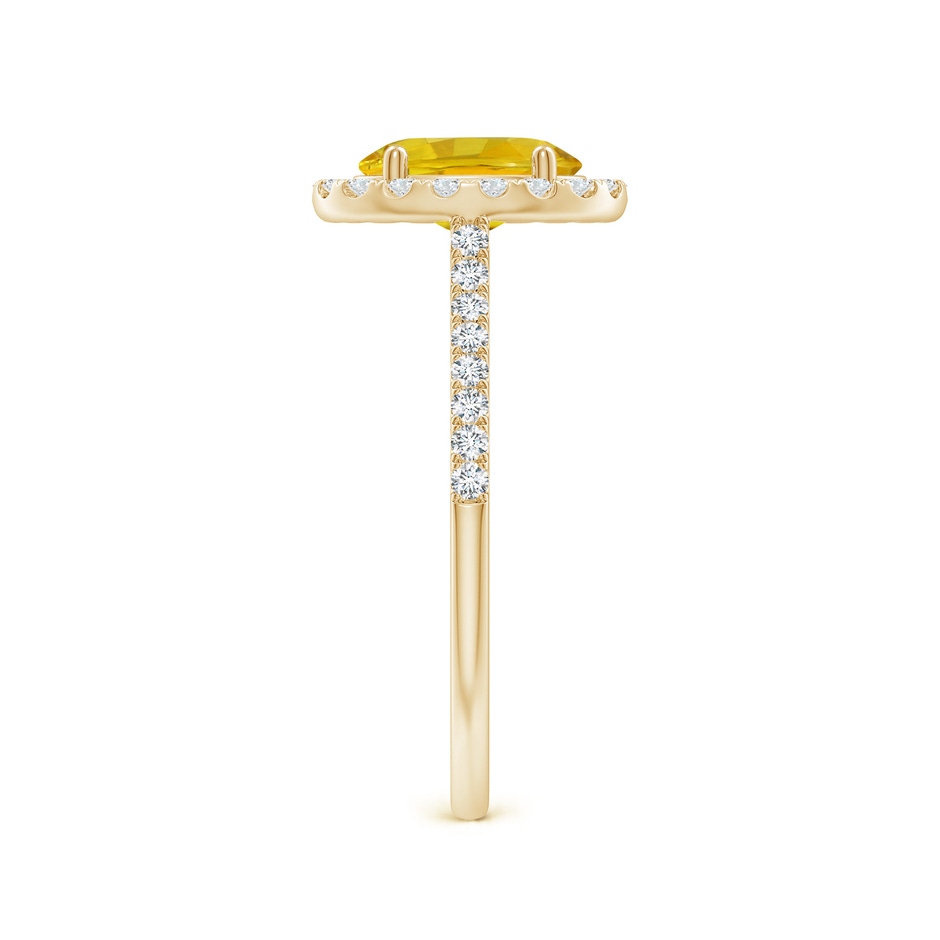 8x6mm AAAA Double Claw-Set Oval Yellow Sapphire Halo Ring with Diamonds in Yellow Gold side-2