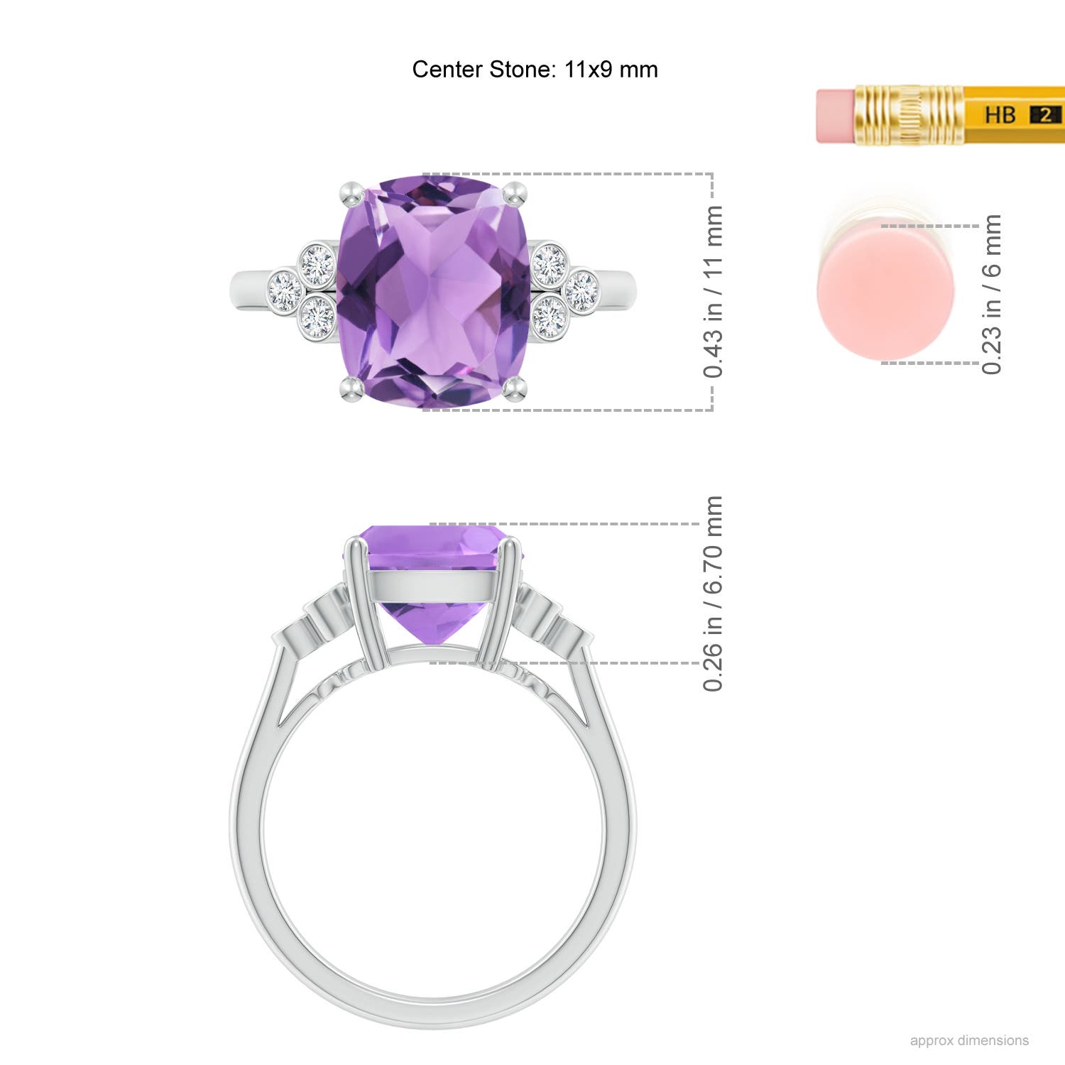 A - Amethyst / 3.65 CT / 14 KT White Gold