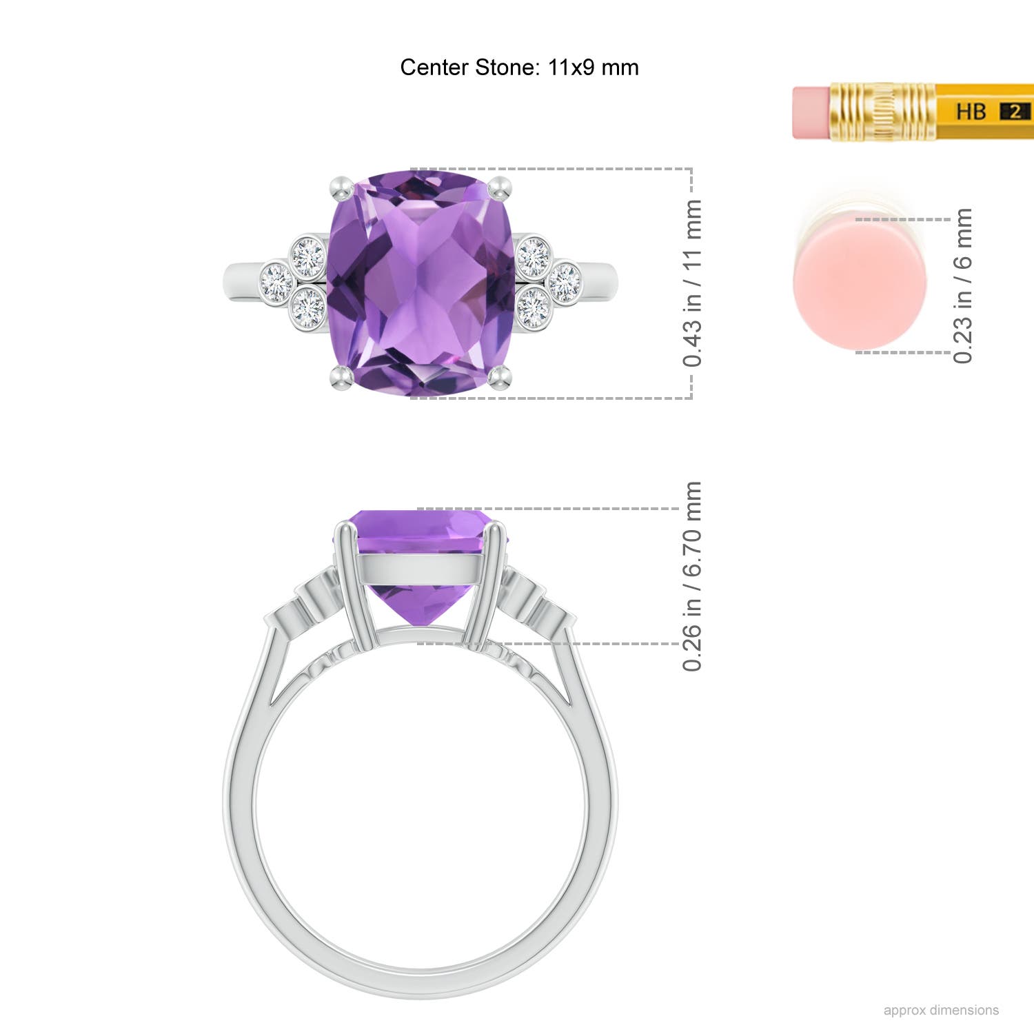 AA - Amethyst / 3.65 CT / 14 KT White Gold