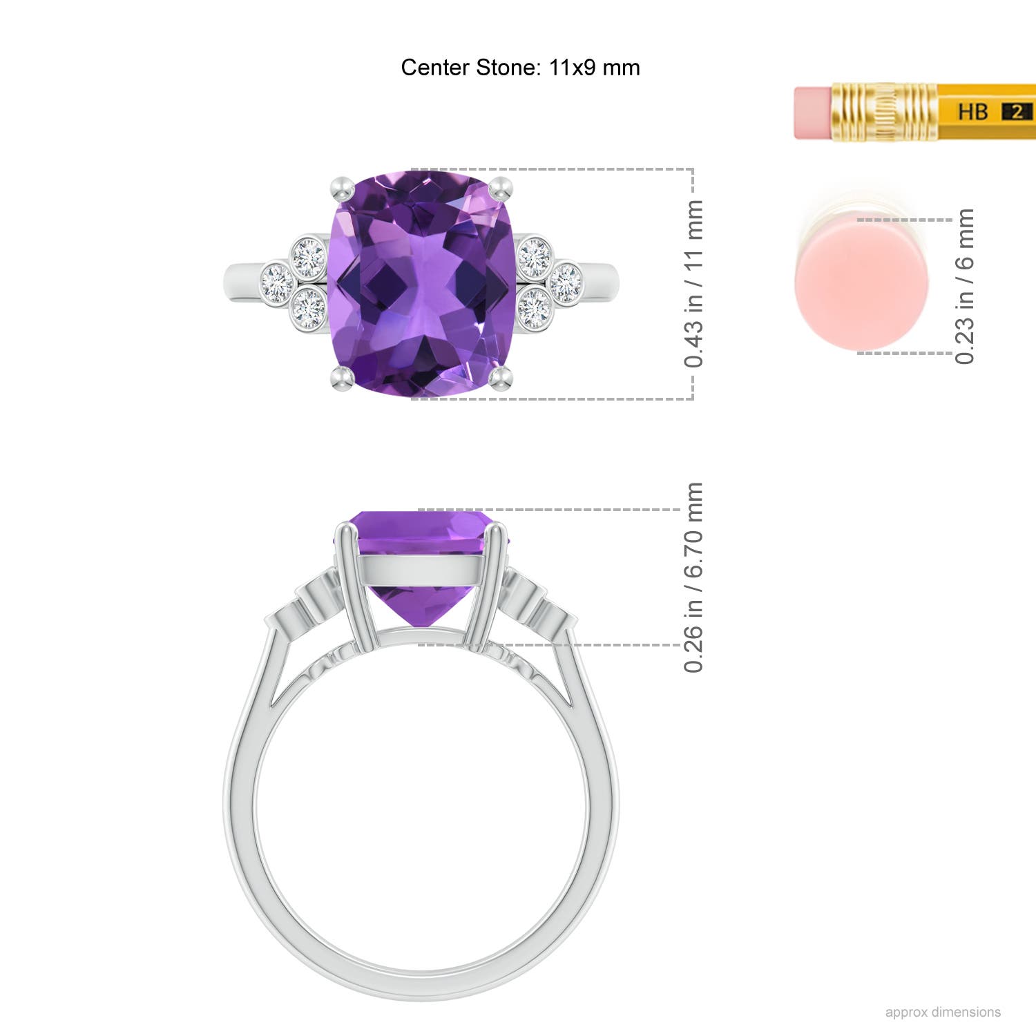 AAA - Amethyst / 3.65 CT / 14 KT White Gold