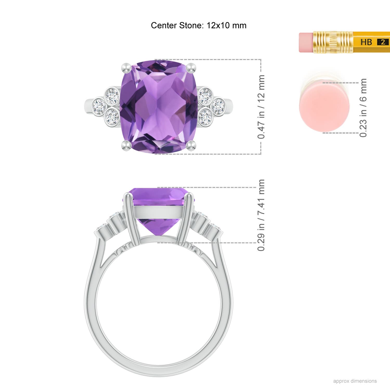 AA - Amethyst / 4.77 CT / 14 KT White Gold