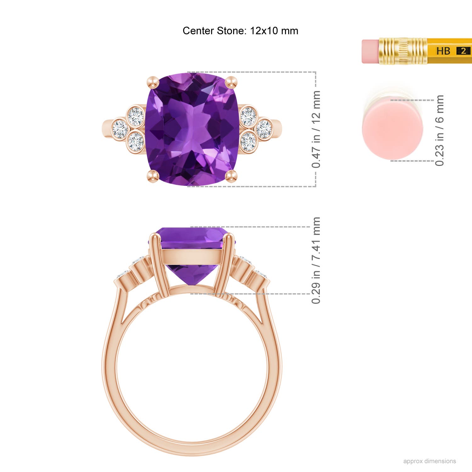 AAAA - Amethyst / 4.77 CT / 14 KT Rose Gold