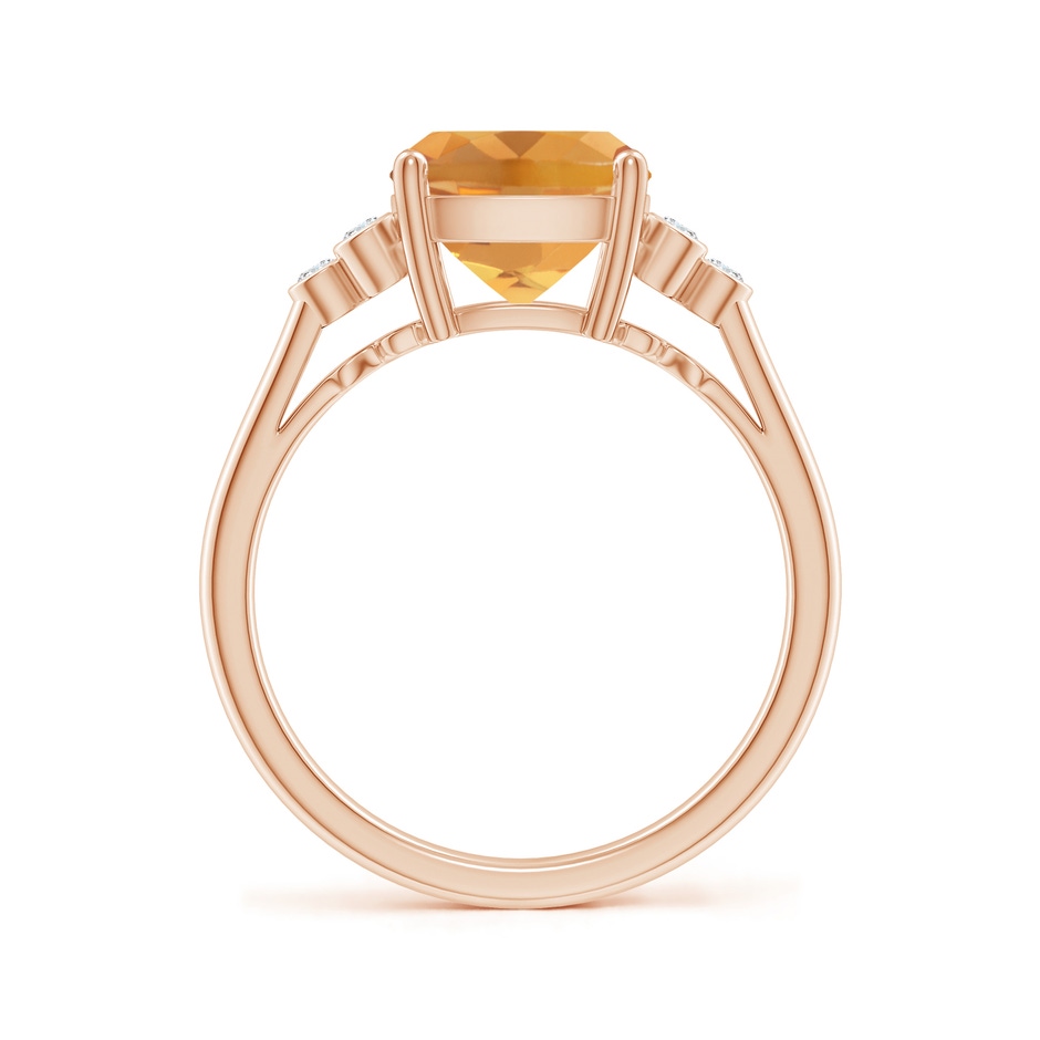 10x8mm A Cushion Citrine Ring with Trio Bezel Diamonds in Rose Gold side 199
