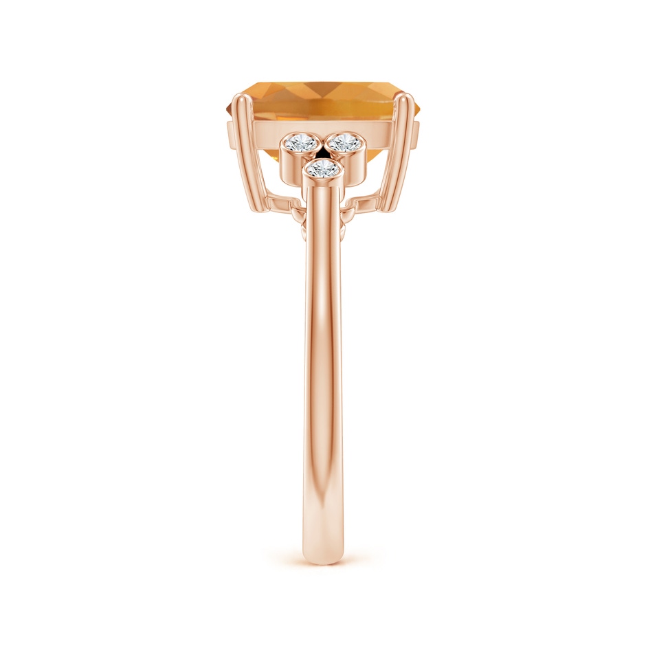 10x8mm A Cushion Citrine Ring with Trio Bezel Diamonds in Rose Gold side 299