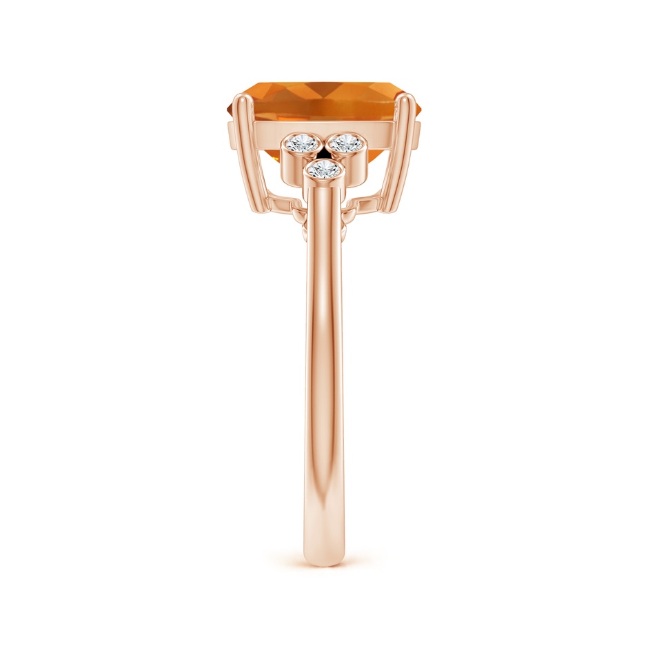 10x8mm AAA Cushion Citrine Ring with Trio Bezel Diamonds in Rose Gold side 299