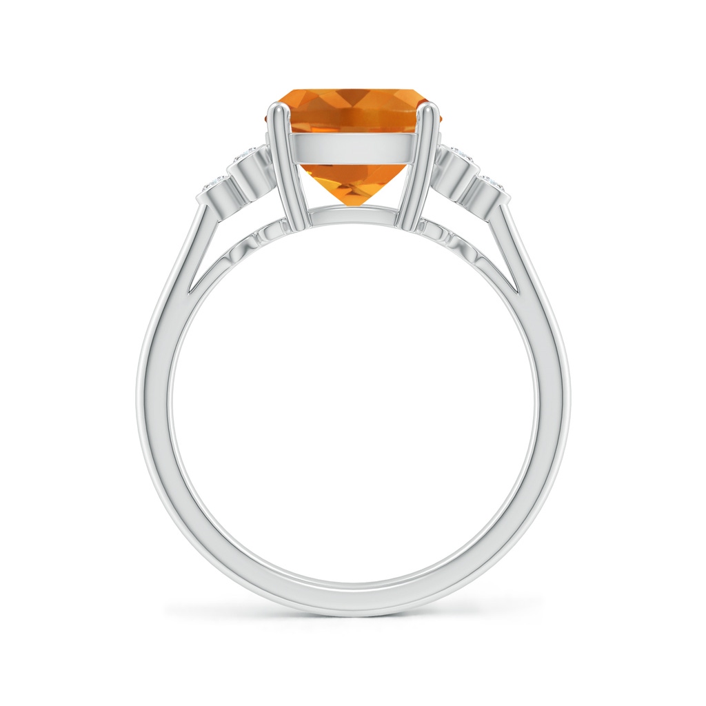 10x8mm AAA Cushion Citrine Ring with Trio Bezel Diamonds in White Gold - side 199