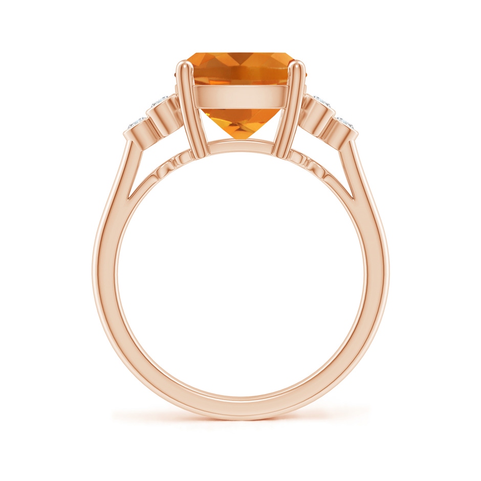 11x9mm AAA Cushion Citrine Ring with Trio Bezel Diamonds in Rose Gold side 199