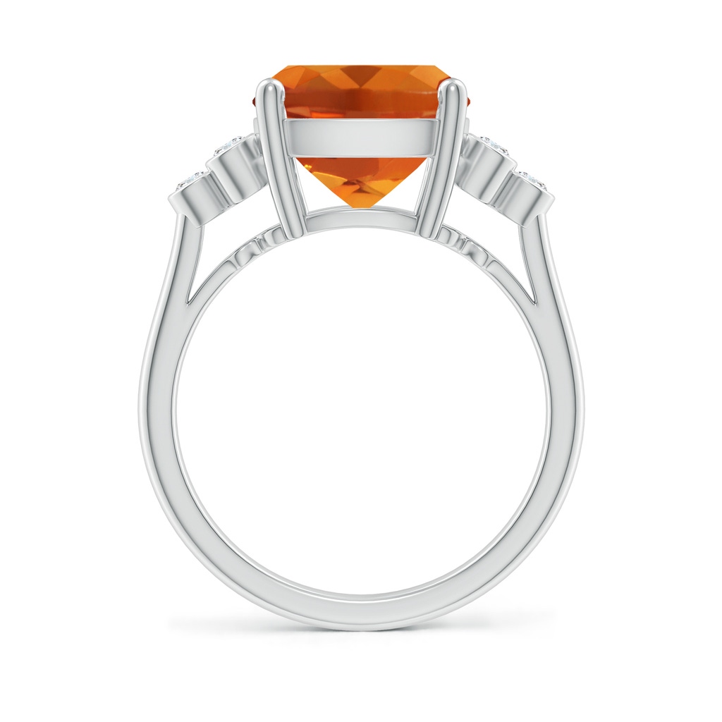 12x10mm AAAA Cushion Citrine Ring with Trio Bezel Diamonds in White Gold - side 199