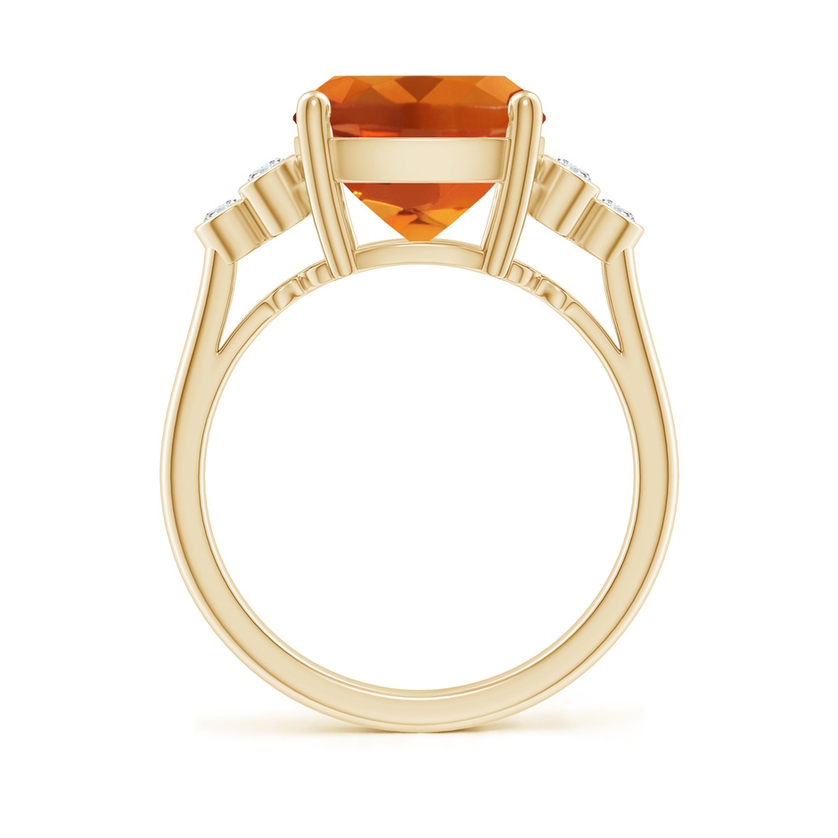 12x10mm AAAA Cushion Citrine Ring with Trio Bezel Diamonds in Yellow Gold side 199
