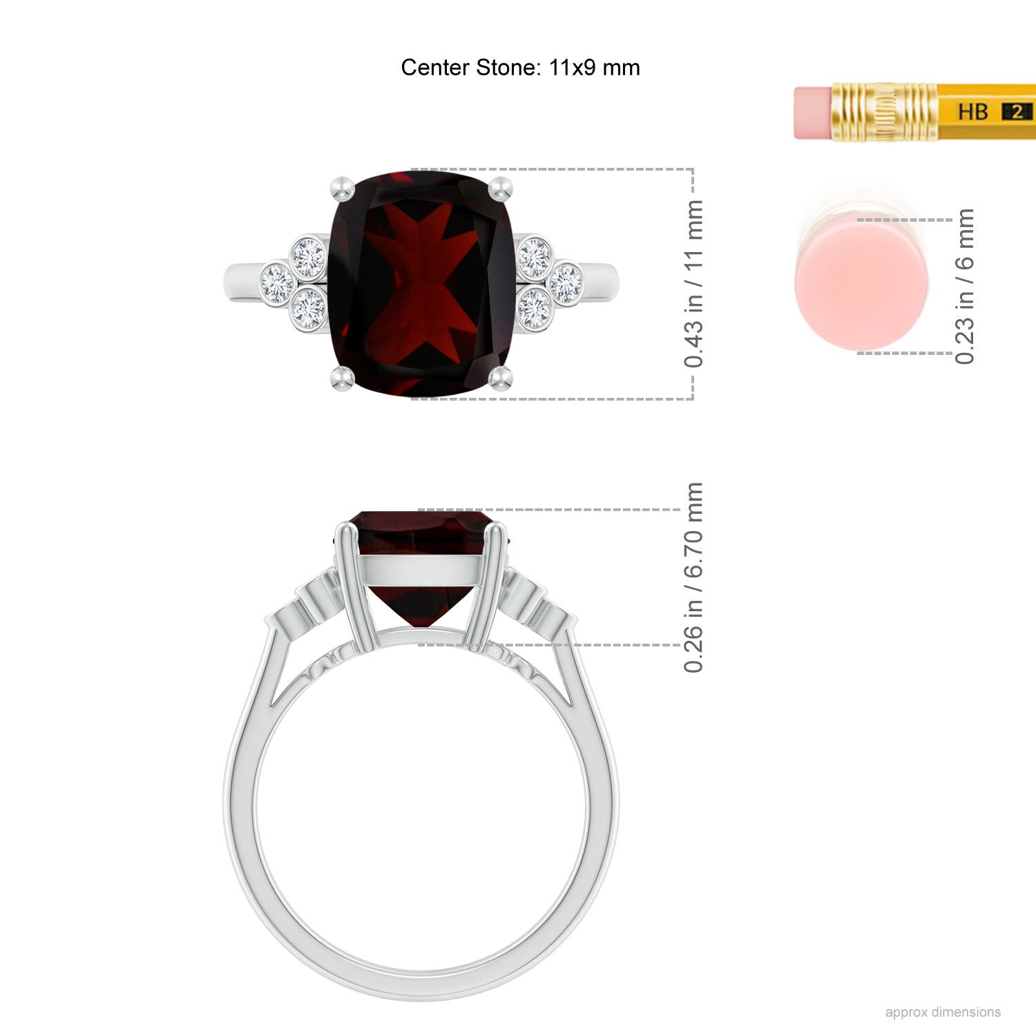 A - Garnet / 4.65 CT / 14 KT White Gold