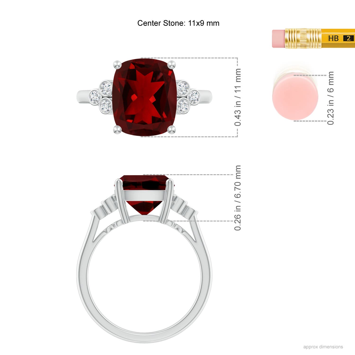 AAAA - Garnet / 4.65 CT / 14 KT White Gold