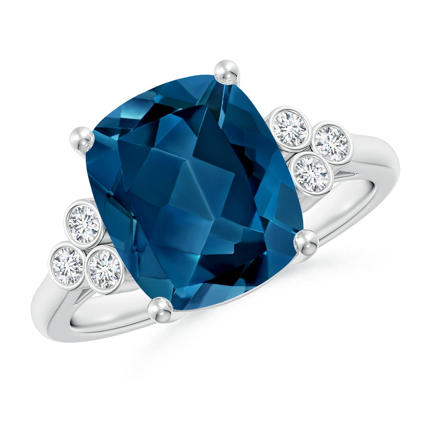 AAA - London Blue Topaz / 4.65 CT / 14 KT White Gold