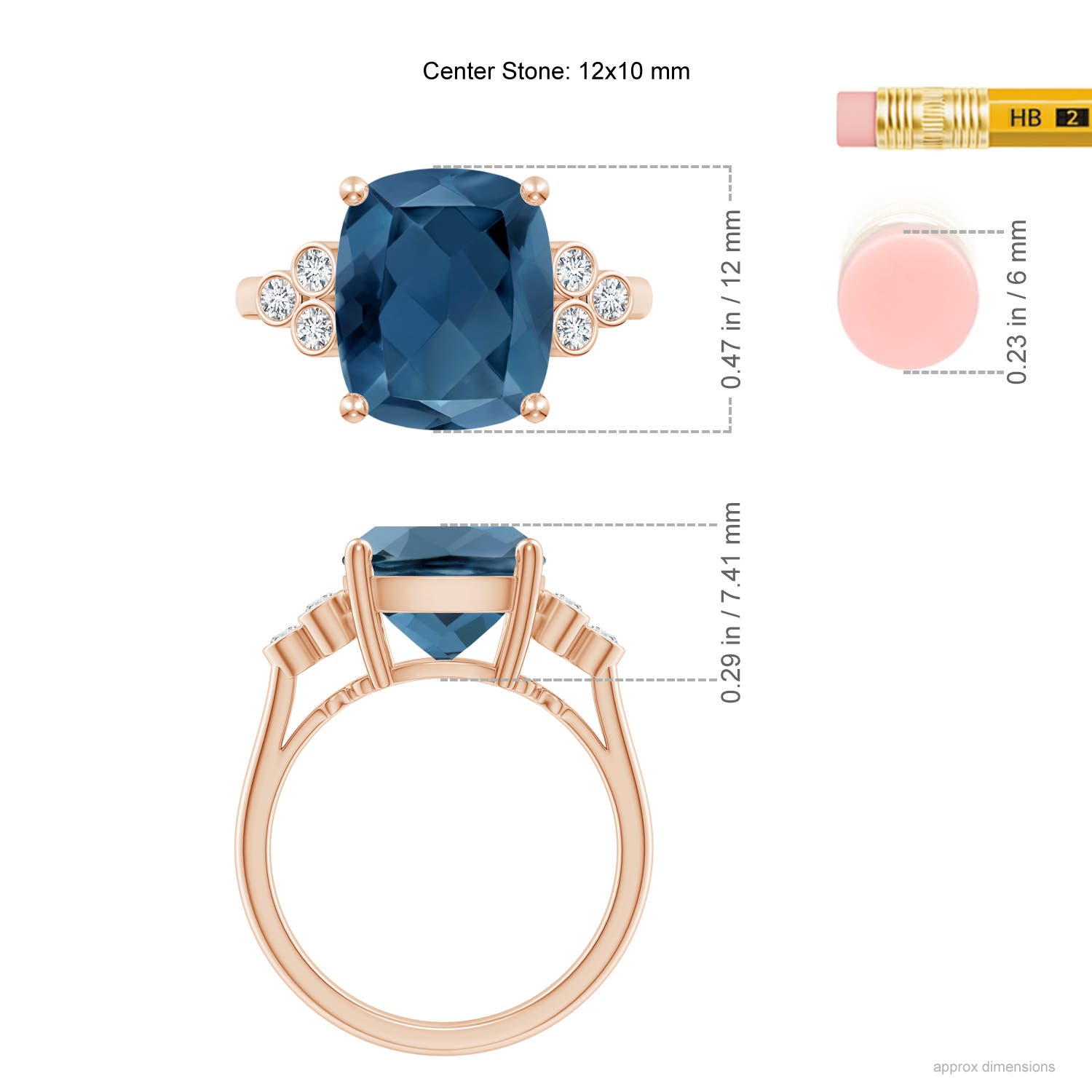 A - London Blue Topaz / 5.97 CT / 14 KT Rose Gold