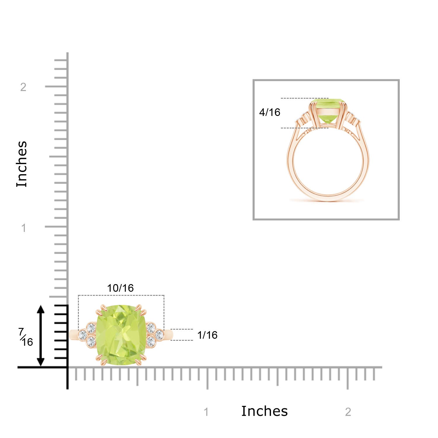 A - Peridot / 4.15 CT / 14 KT Rose Gold