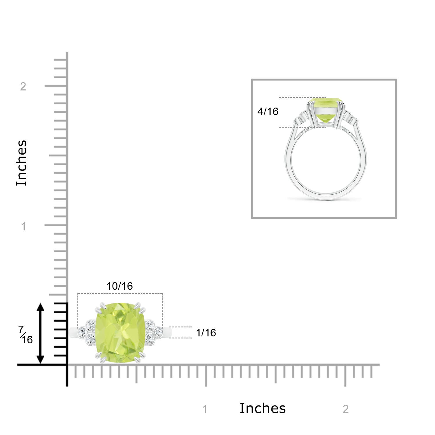 A - Peridot / 4.15 CT / 14 KT White Gold