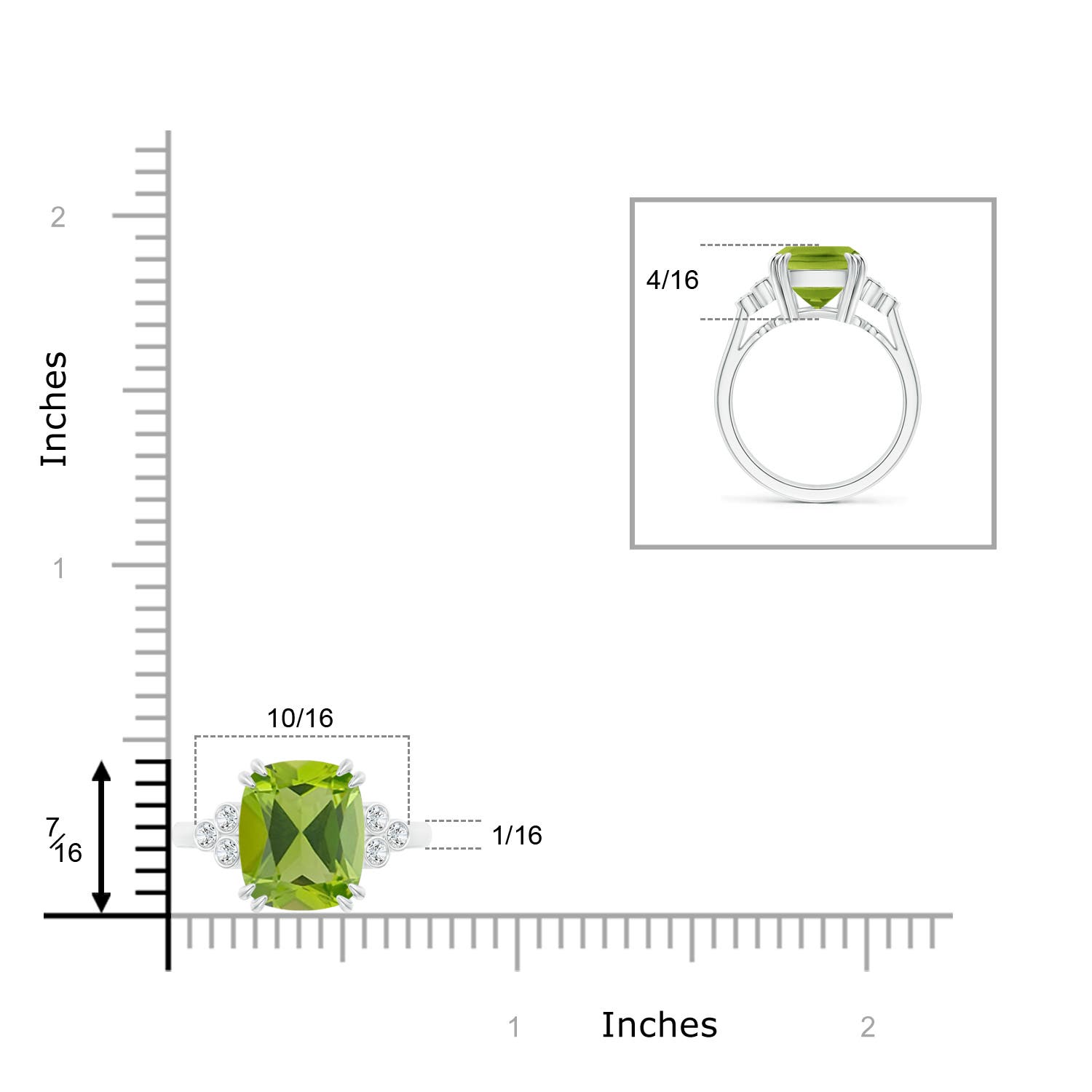 AAA - Peridot / 4.15 CT / 14 KT White Gold