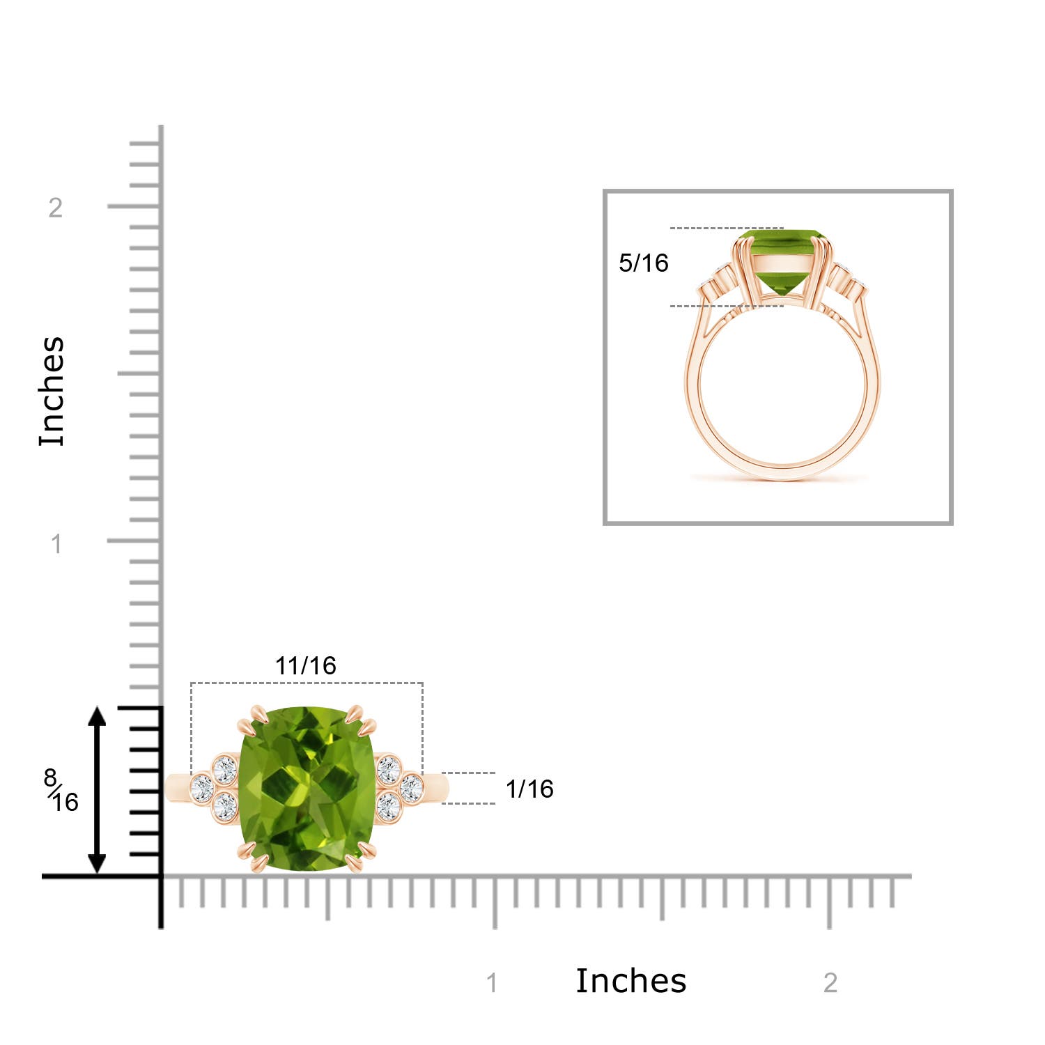 AAAA - Peridot / 5.67 CT / 14 KT Rose Gold