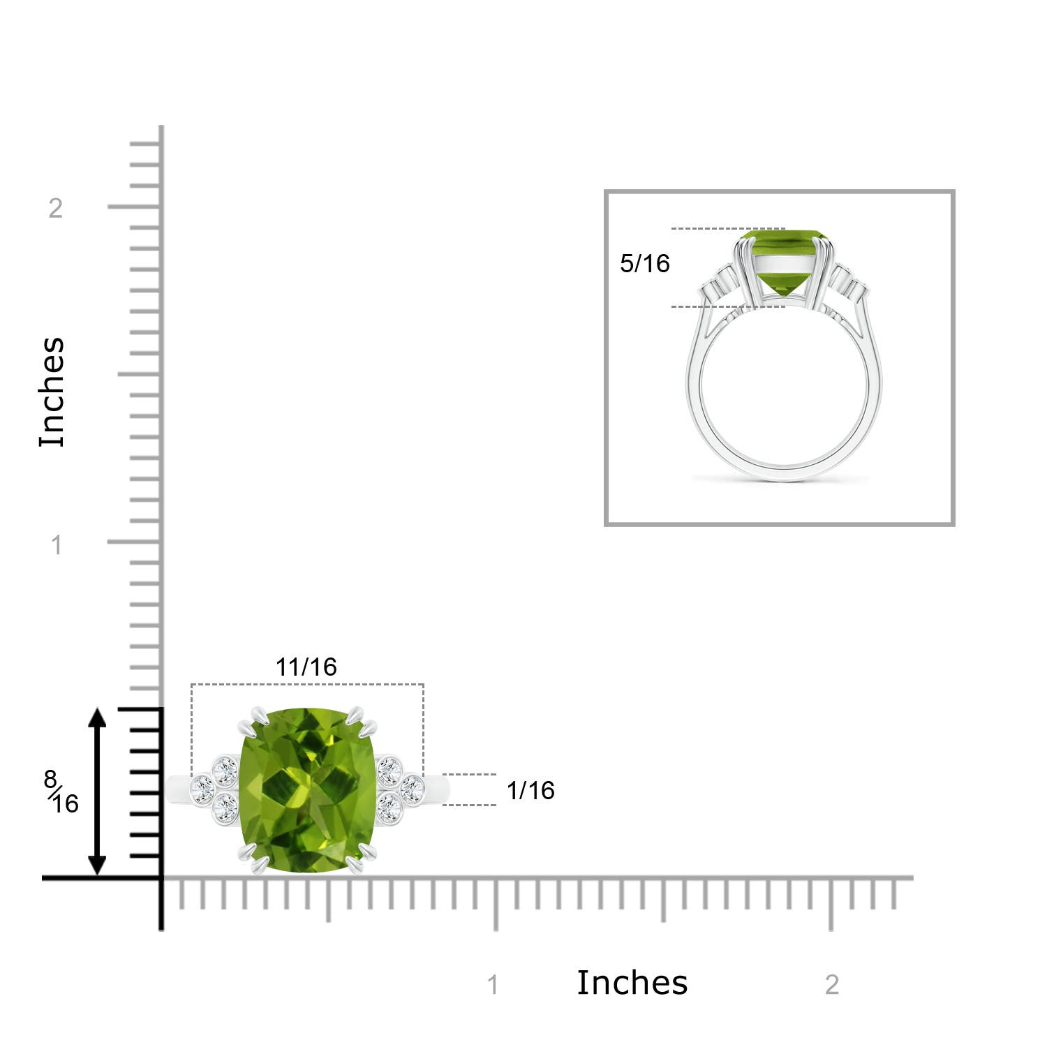 AAAA - Peridot / 5.67 CT / 14 KT White Gold