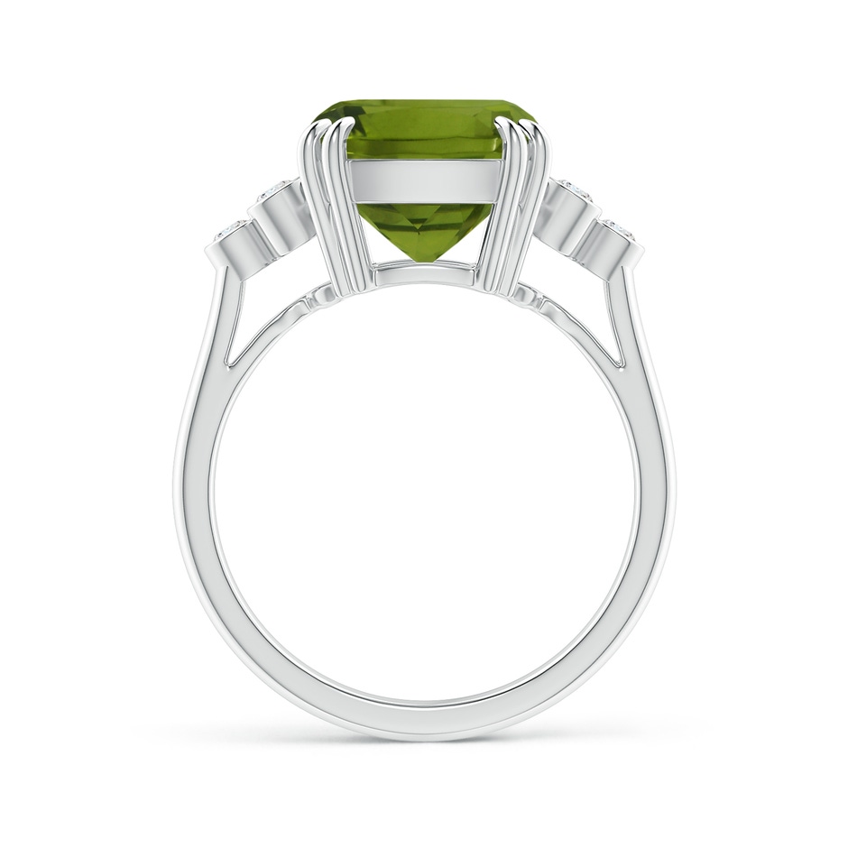 11.02x8.99x5.64mm AA GIA Certified Rectangular Cushion Peridot Ring with Trio Bezel Diamonds in White Gold Side 199