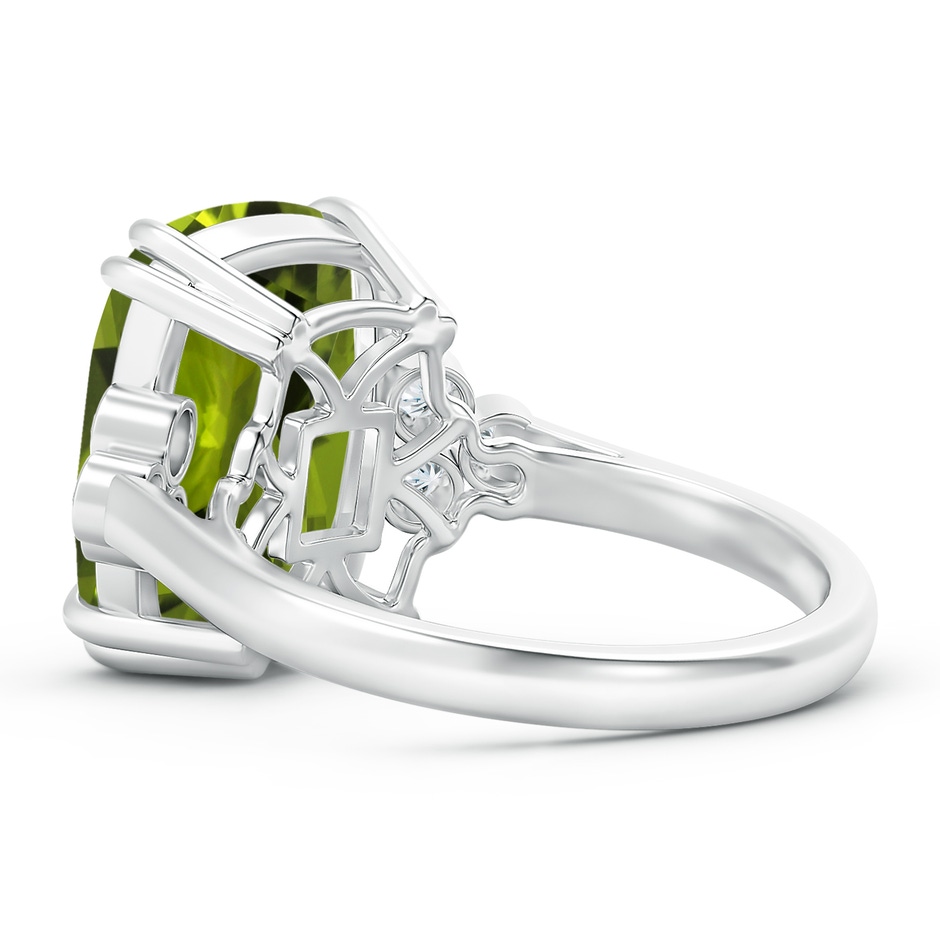 11.02x8.99x5.64mm AA GIA Certified Rectangular Cushion Peridot Ring with Trio Bezel Diamonds in White Gold Side 399