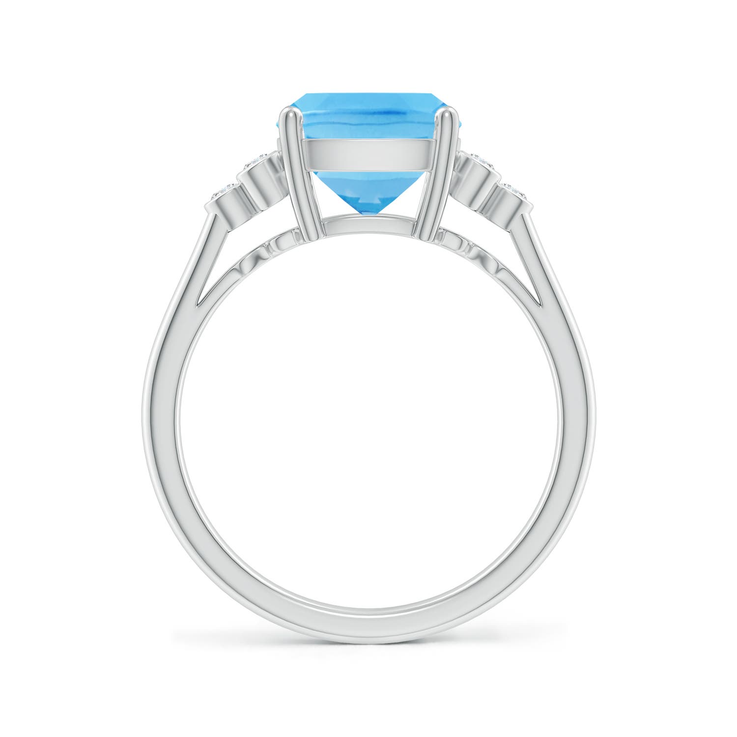 A - Swiss Blue Topaz / 3.33 CT / 14 KT White Gold