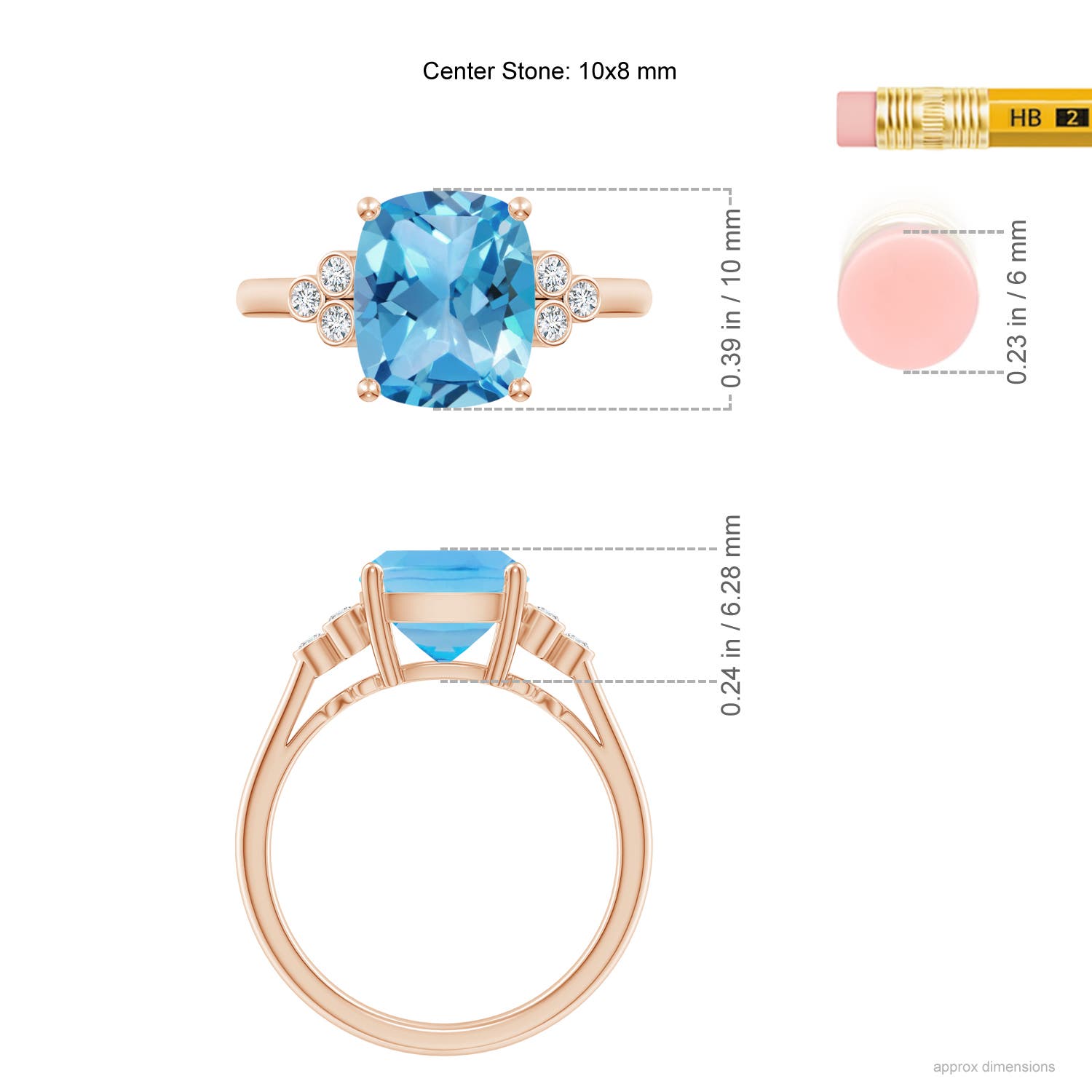 AA - Swiss Blue Topaz / 3.33 CT / 14 KT Rose Gold