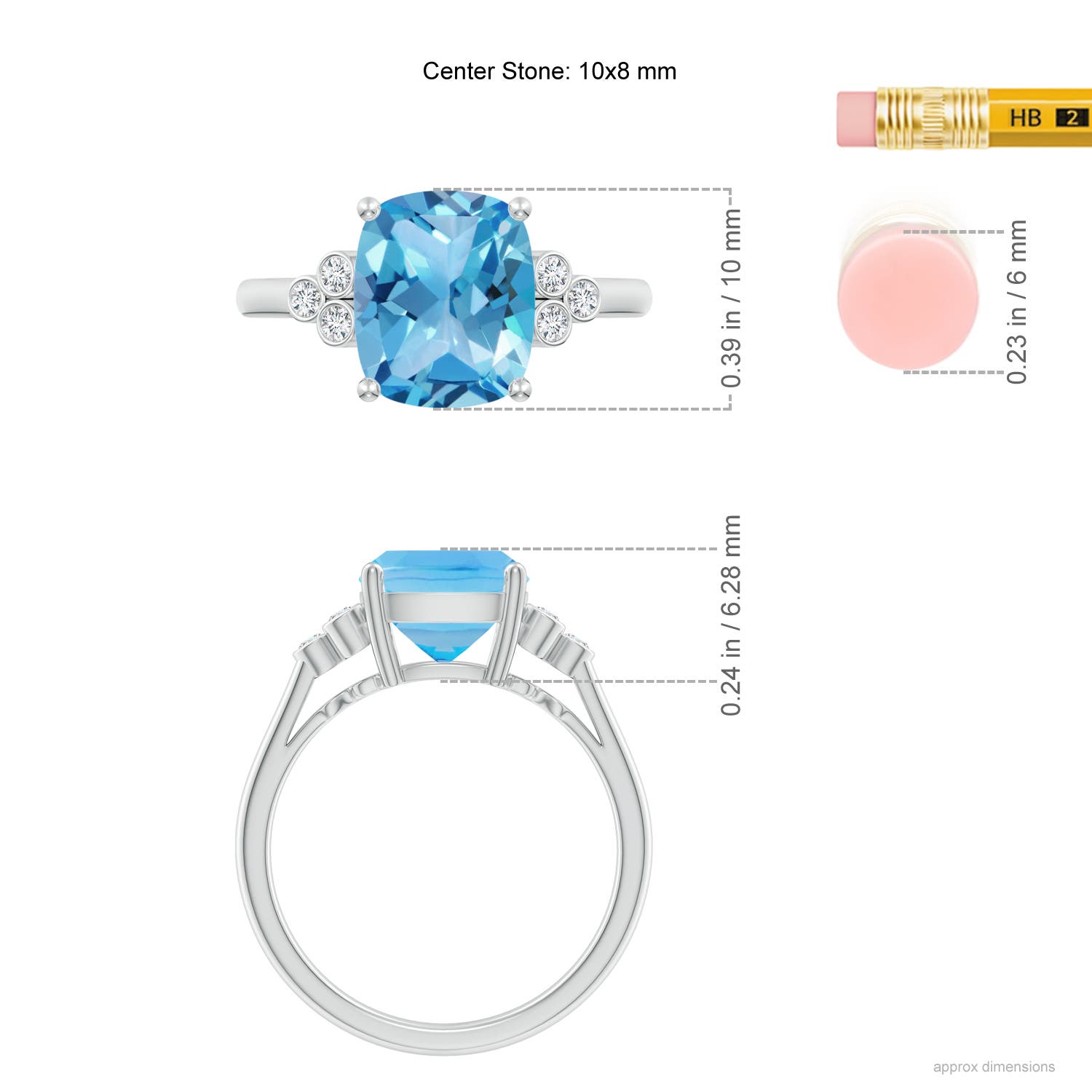 AA - Swiss Blue Topaz / 3.33 CT / 14 KT White Gold