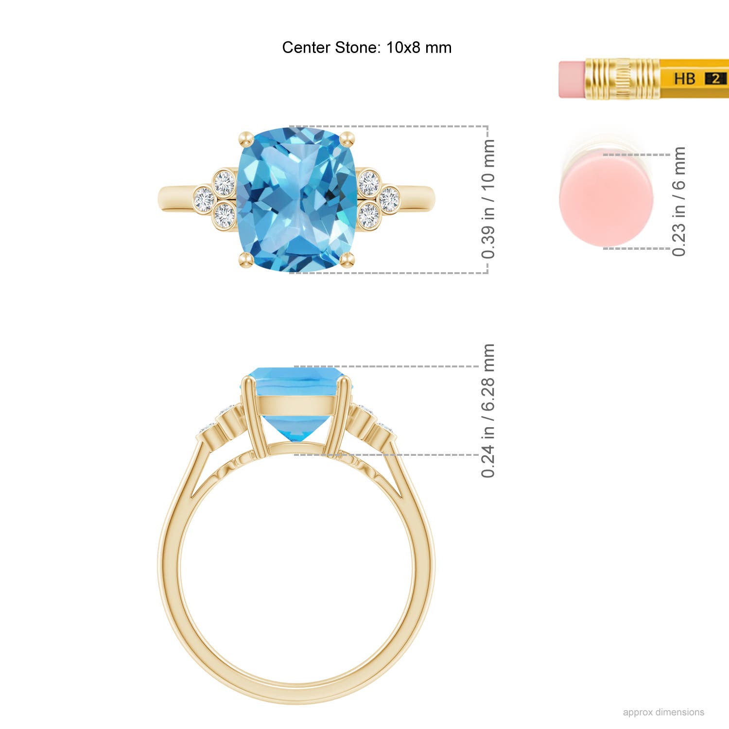 AA - Swiss Blue Topaz / 3.33 CT / 14 KT Yellow Gold