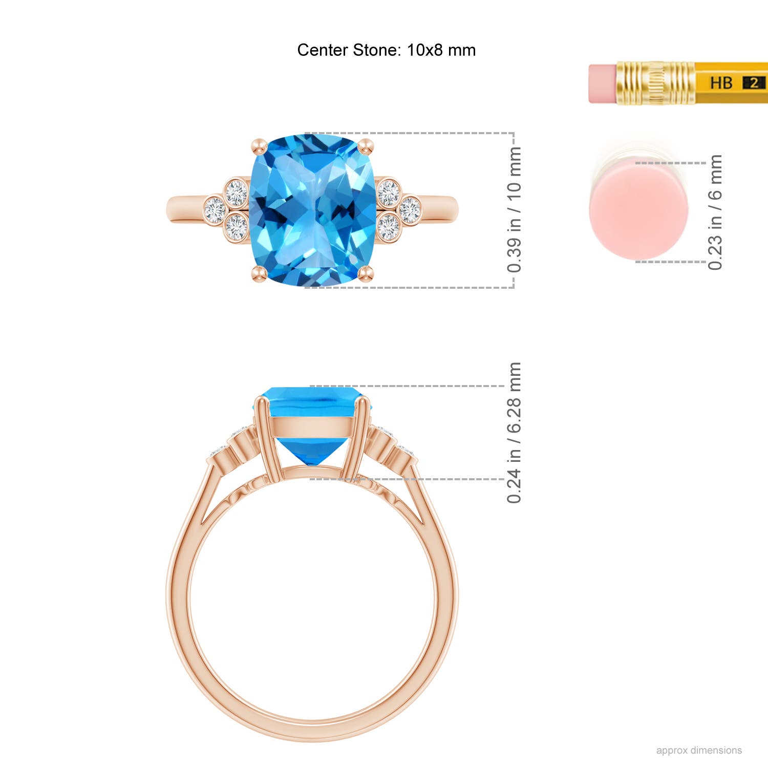 AAAA - Swiss Blue Topaz / 3.33 CT / 14 KT Rose Gold