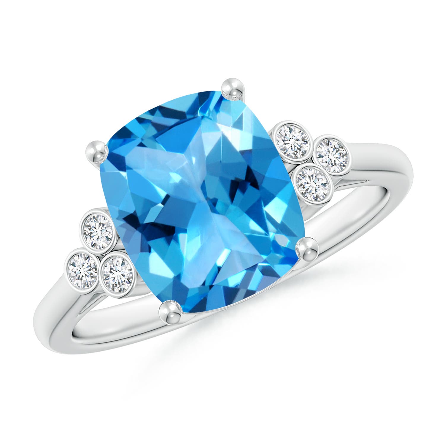 AAAA - Swiss Blue Topaz / 3.33 CT / 14 KT White Gold