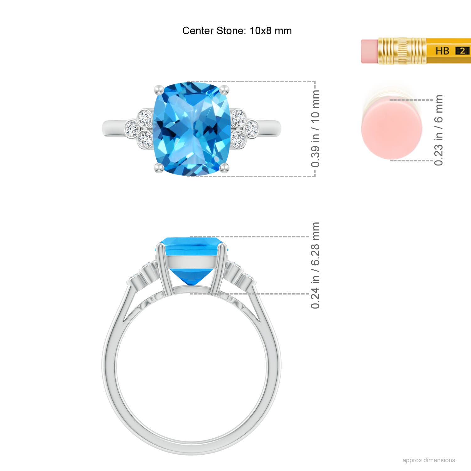 AAAA - Swiss Blue Topaz / 3.33 CT / 14 KT White Gold