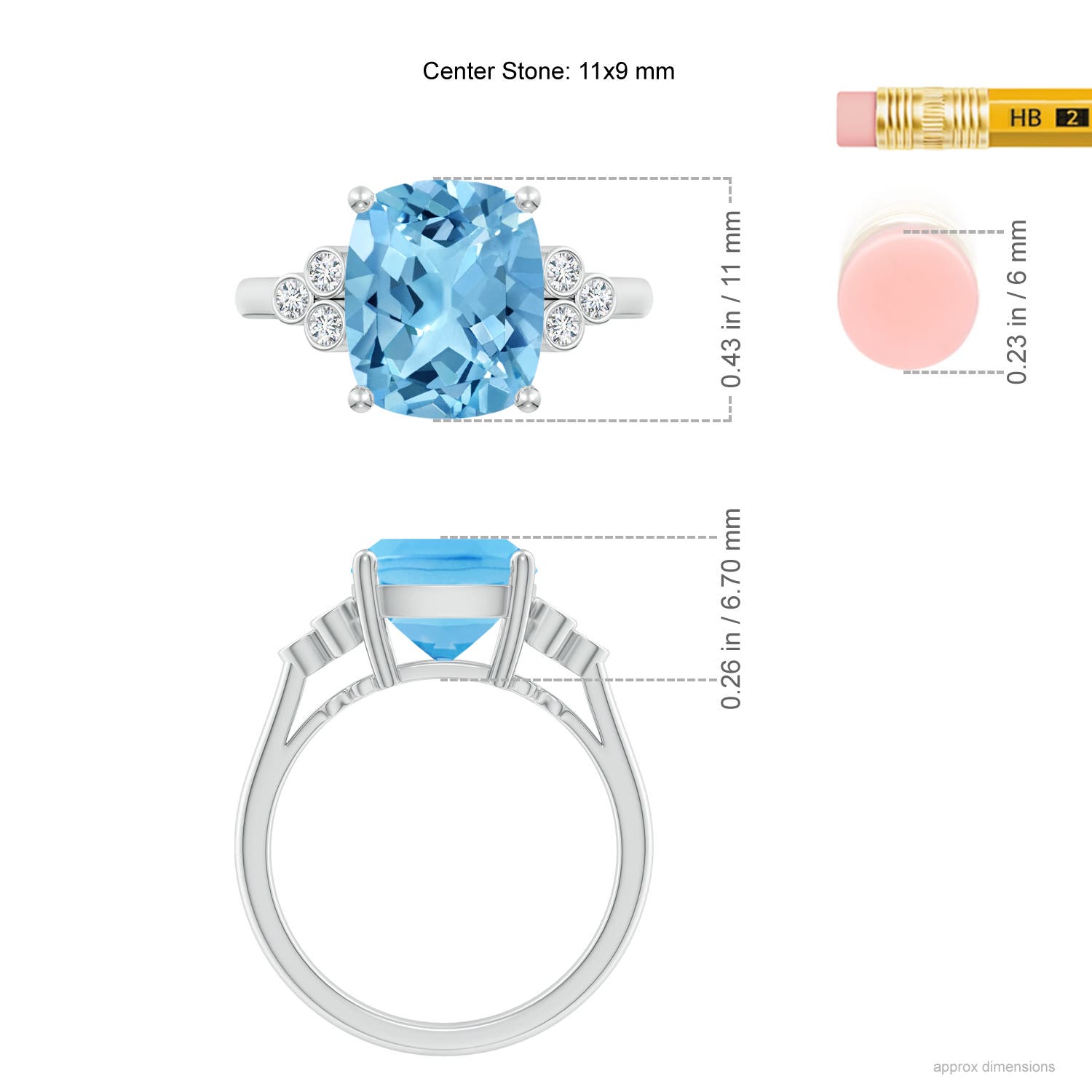 A - Swiss Blue Topaz / 4.65 CT / 14 KT White Gold