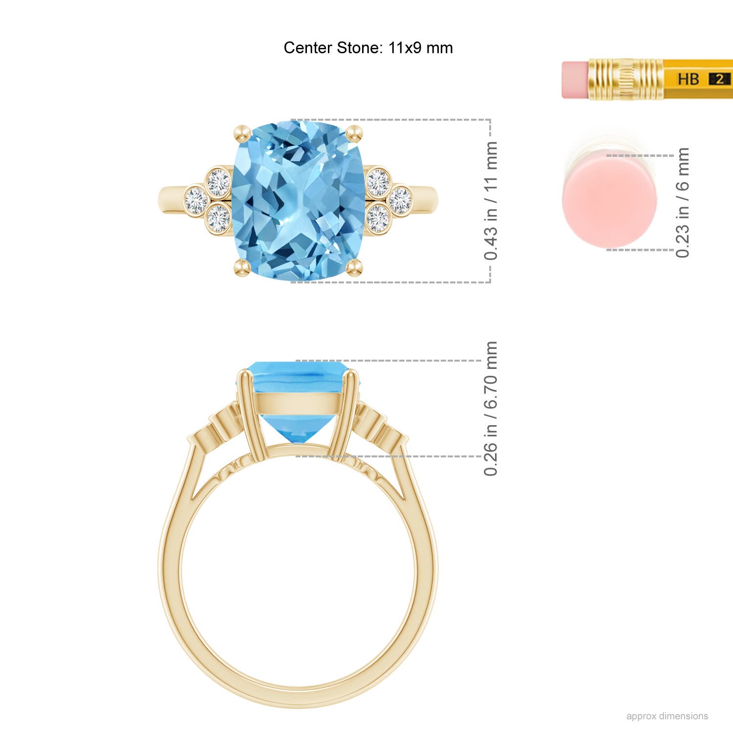 A - Swiss Blue Topaz / 4.65 CT / 14 KT Yellow Gold