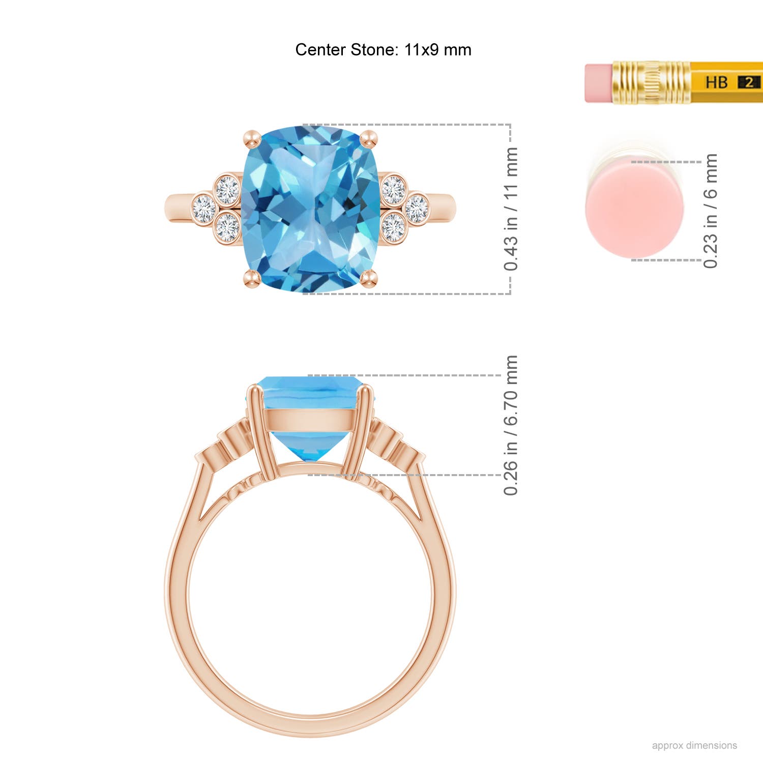 AA - Swiss Blue Topaz / 4.65 CT / 14 KT Rose Gold