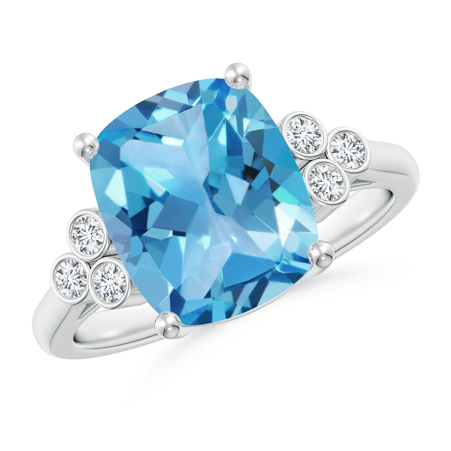 AA - Swiss Blue Topaz / 4.65 CT / 14 KT White Gold