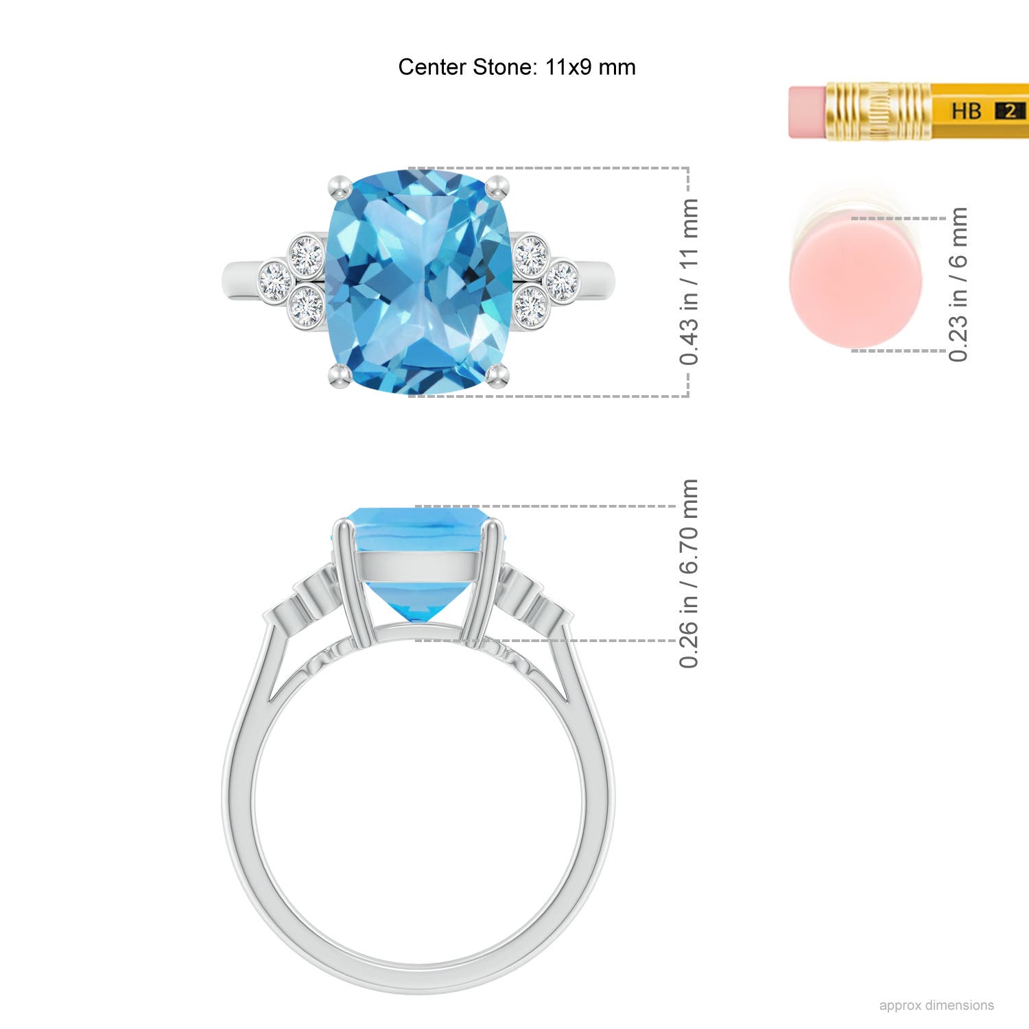 AA - Swiss Blue Topaz / 4.65 CT / 14 KT White Gold