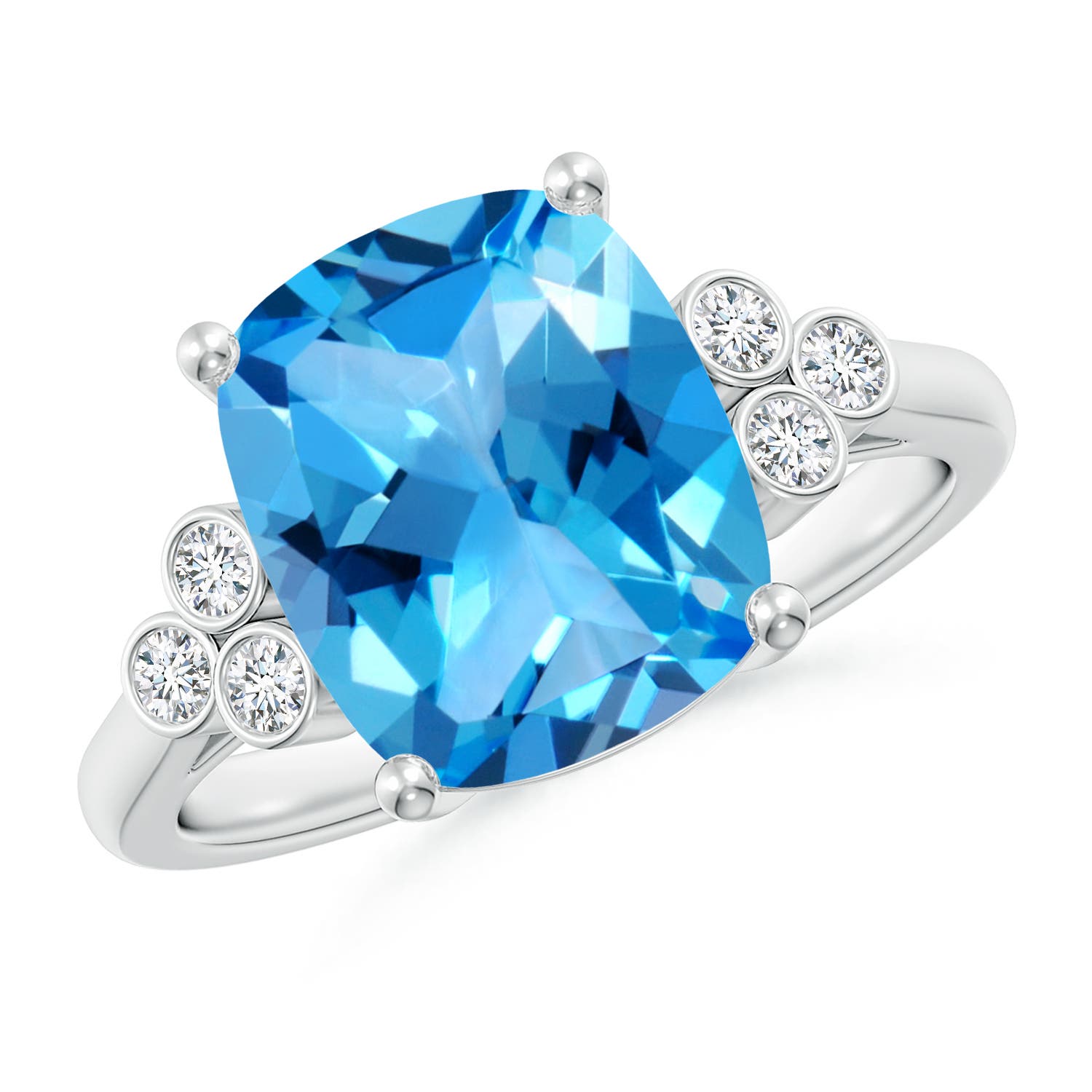 AAAA - Swiss Blue Topaz / 4.65 CT / 14 KT White Gold