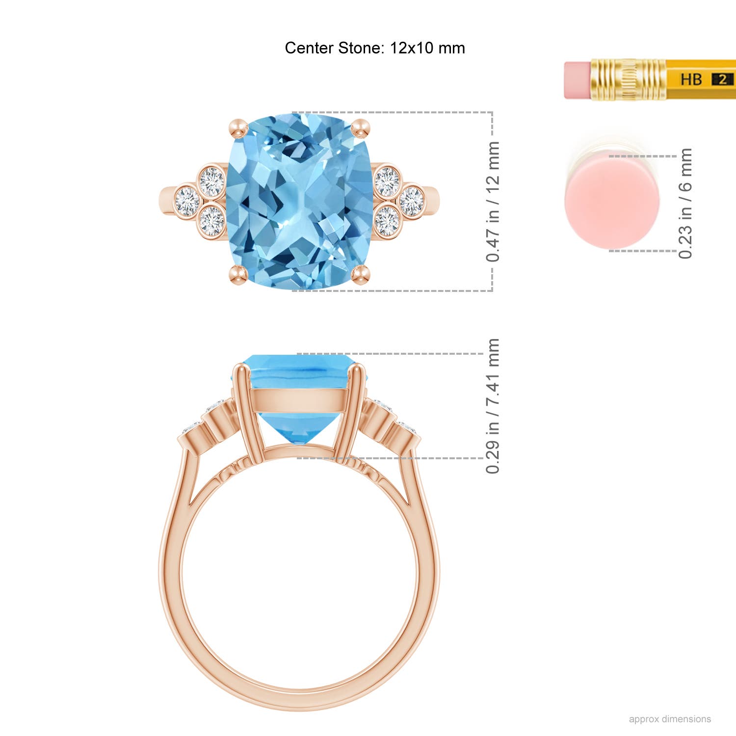 A - Swiss Blue Topaz / 5.97 CT / 14 KT Rose Gold