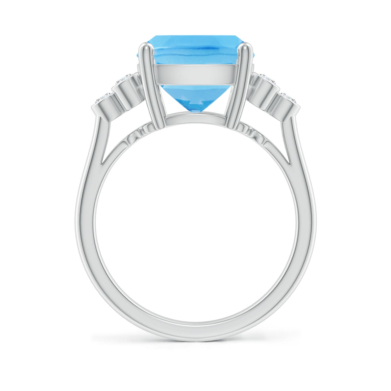 A - Swiss Blue Topaz / 5.97 CT / 14 KT White Gold