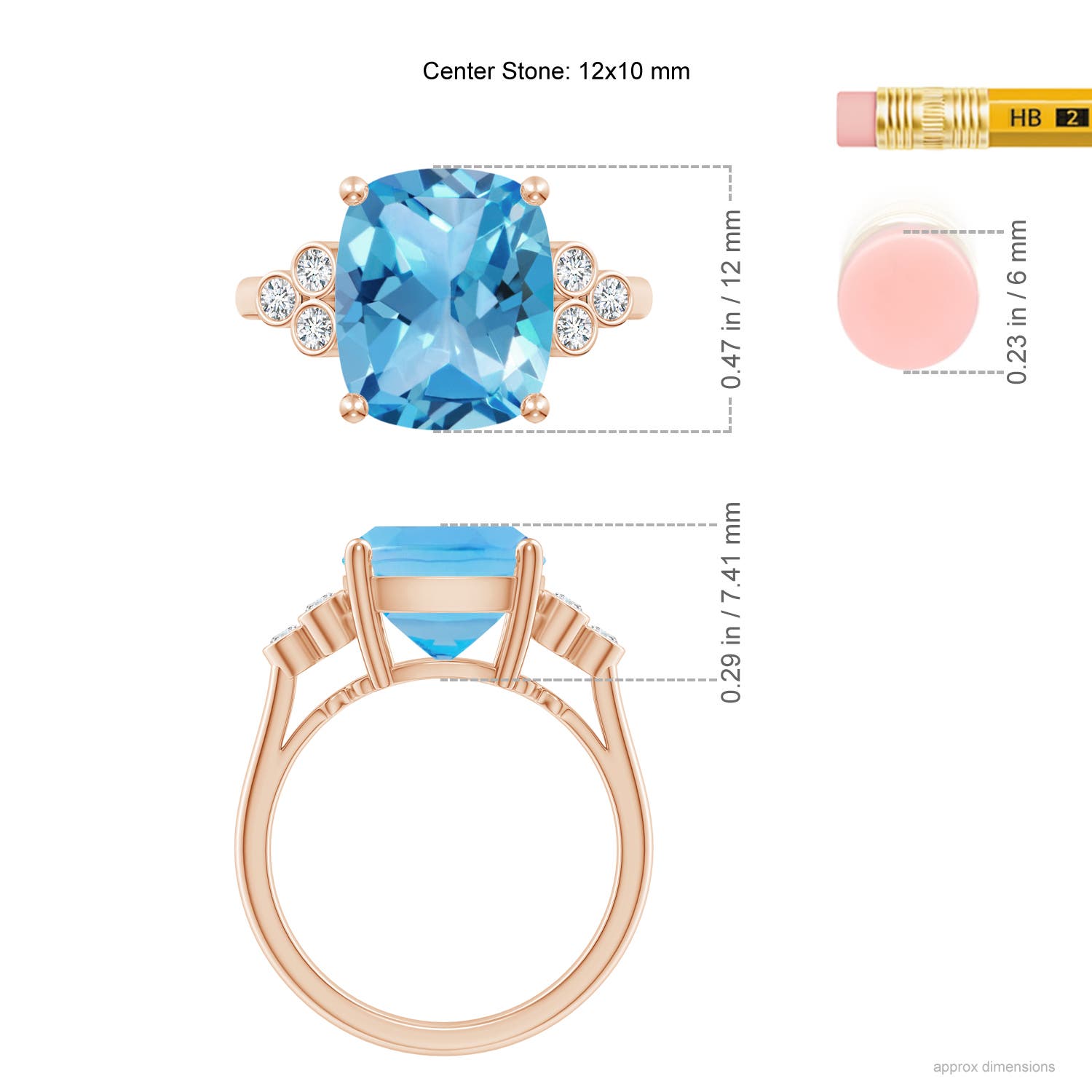 AA - Swiss Blue Topaz / 5.97 CT / 14 KT Rose Gold