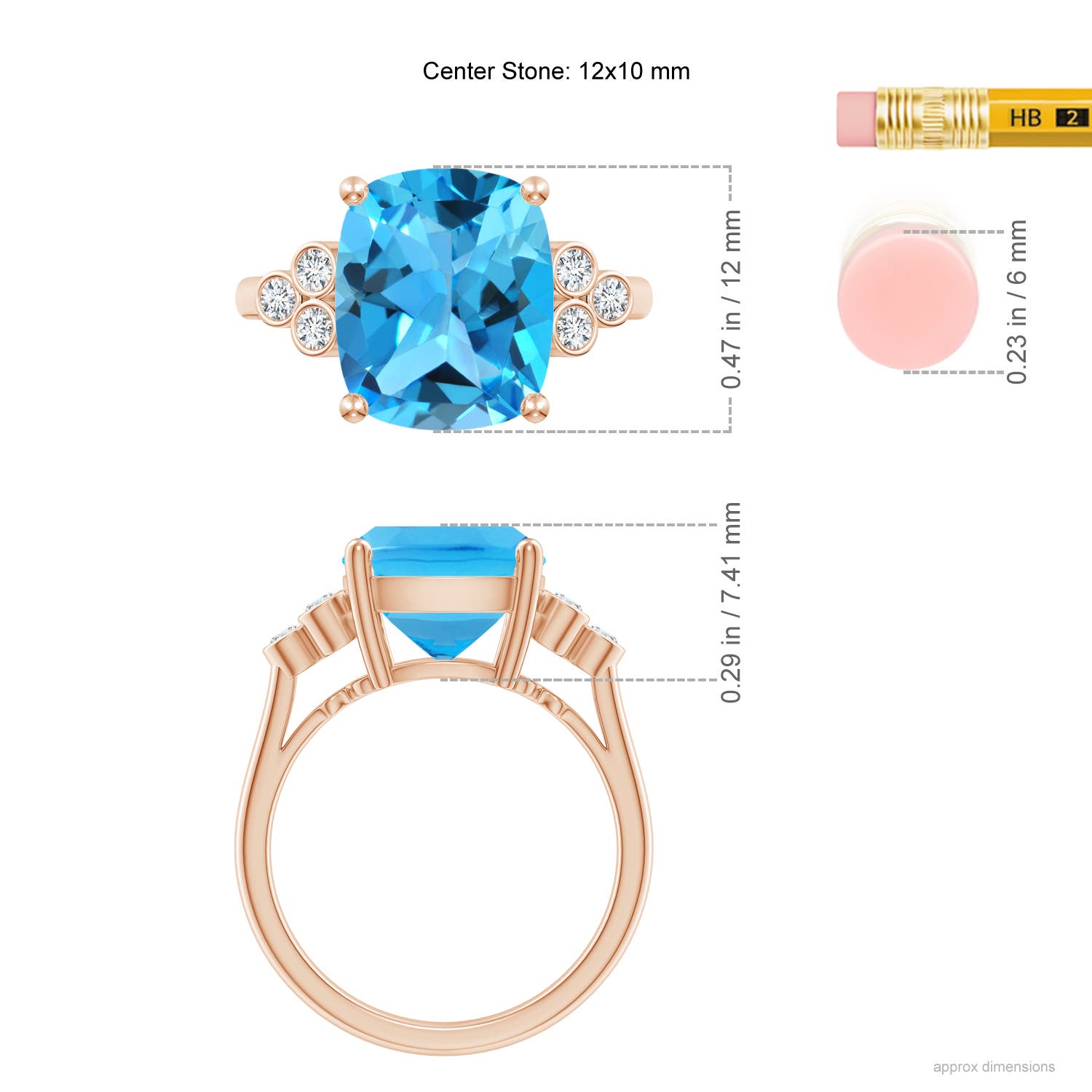 AAA - Swiss Blue Topaz / 5.97 CT / 14 KT Rose Gold