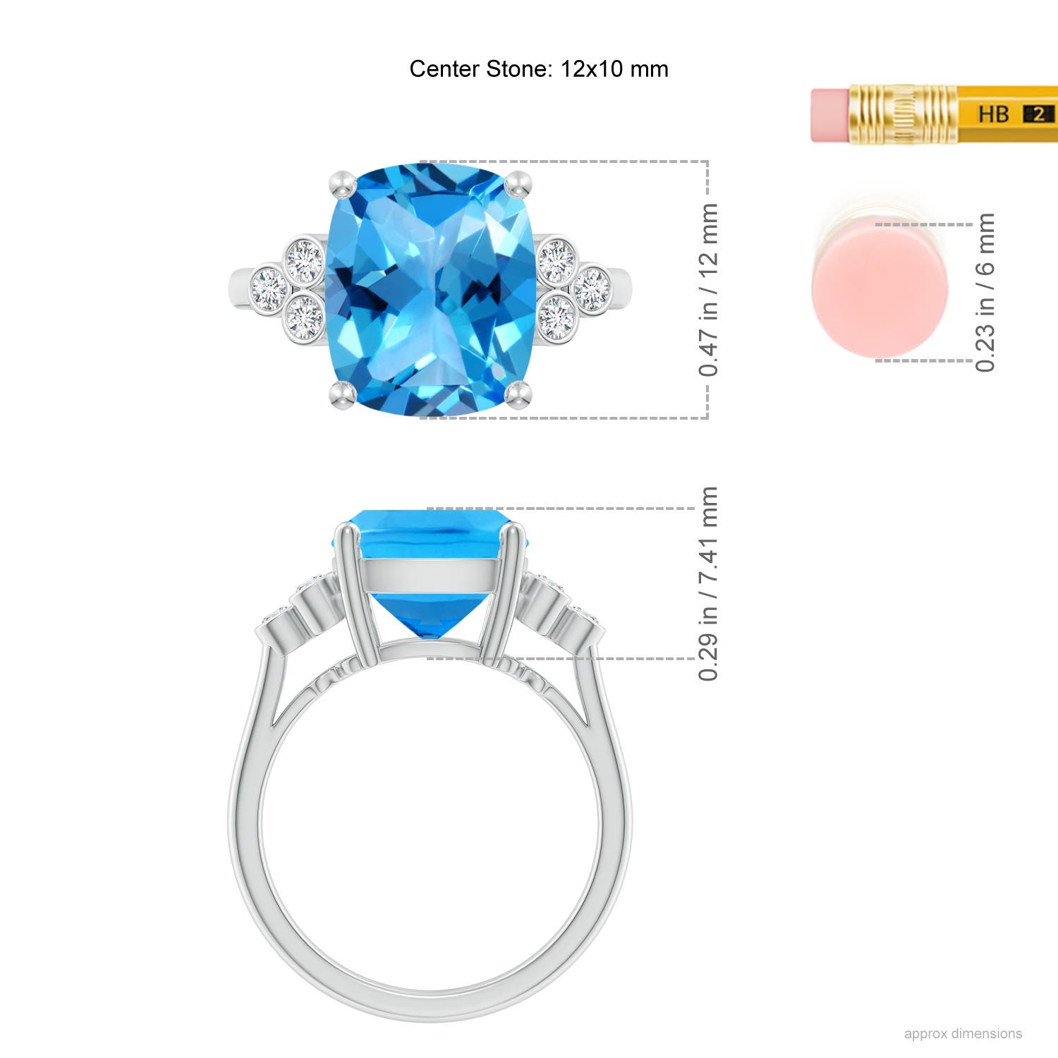 AAAA - Swiss Blue Topaz / 5.97 CT / 14 KT White Gold