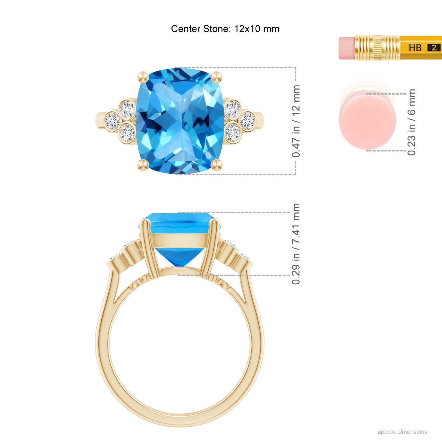 AAAA - Swiss Blue Topaz / 5.97 CT / 14 KT Yellow Gold