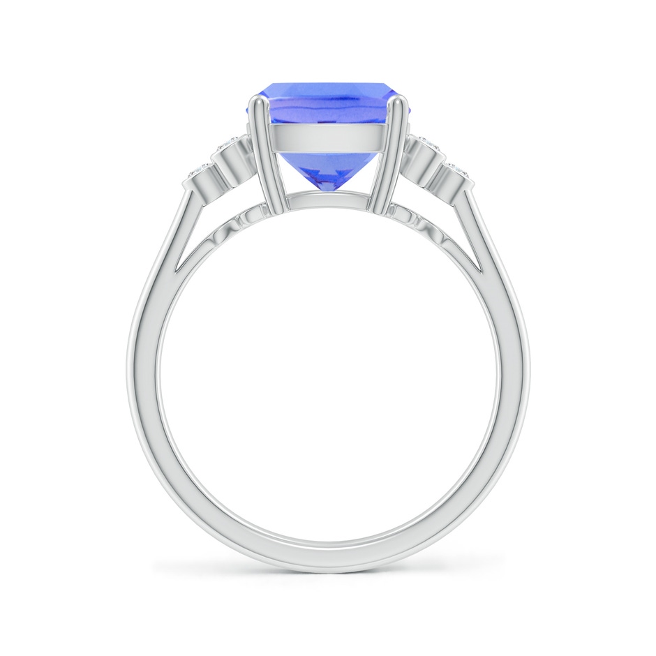 10x8mm AA Cushion Tanzanite Ring with Trio Bezel Diamonds in White Gold side-1