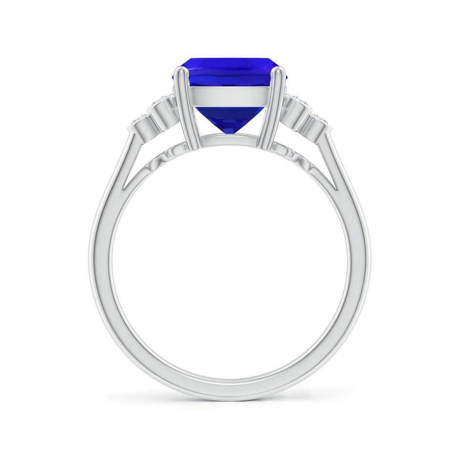 10x8mm AAA Cushion Tanzanite Ring with Trio Bezel Diamonds in 9K White Gold side-1