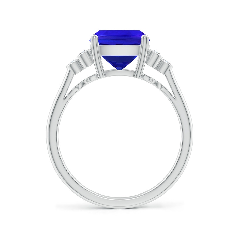 10x8mm AAA Cushion Tanzanite Ring with Trio Bezel Diamonds in White Gold side-1