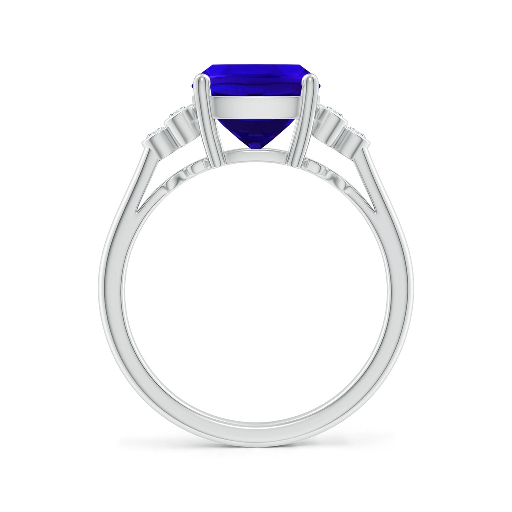 10x8mm AAAA Cushion Tanzanite Ring with Trio Bezel Diamonds in P950 Platinum - side_1